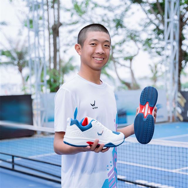 Giày Pickleball Quang Dương Wika Vetex Màu Trắng Xanh