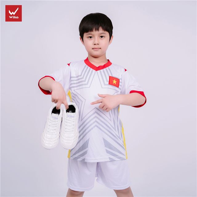 Giày bóng đá trẻ em Wika Hoàng Đức HĐ14 Elite Màu Trắng