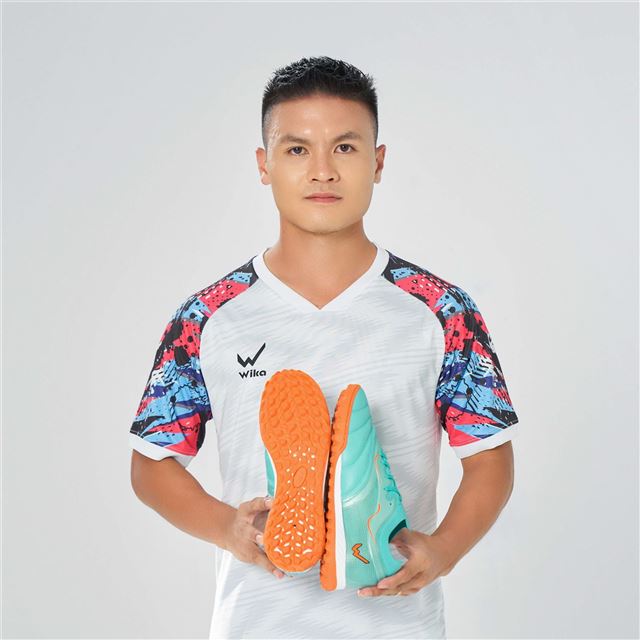 Giày Bóng đá Wika Quang Hải QH19 Z-Vol Màu Xanh Ngọc Cam