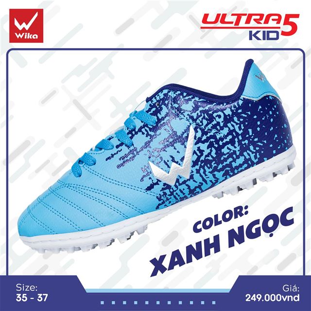 Giày bóng đá trẻ em Wika Ultra 5 - Màu Xanh Ngọc