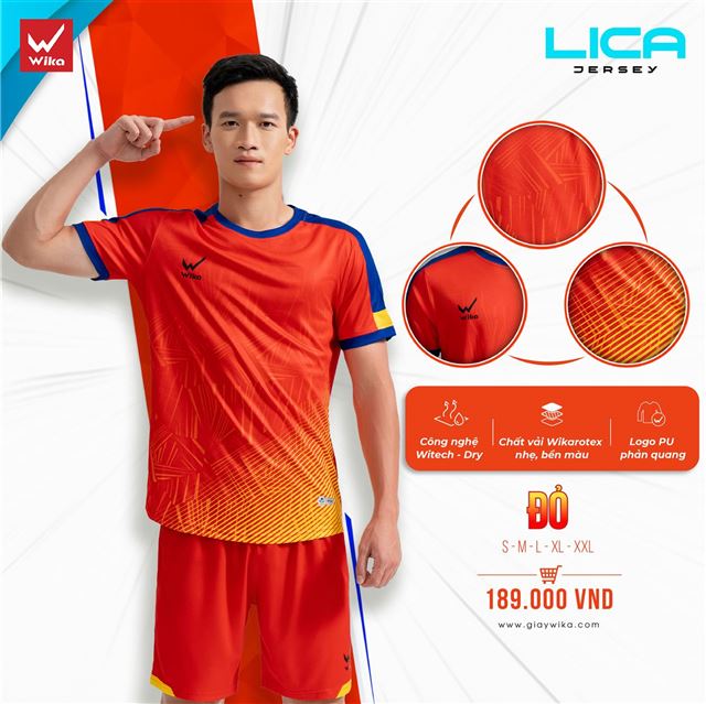 Áo bóng đá Wika Lica - Màu Đỏ