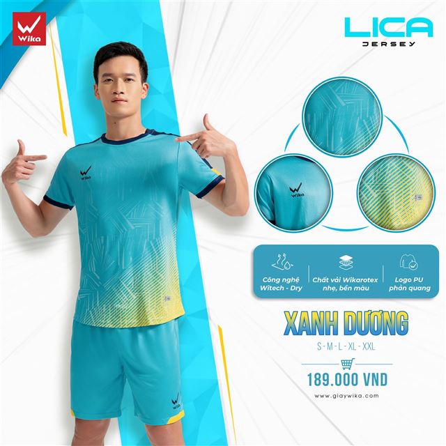 Áo bóng đá Wika Lica - Màu Xanh Dương