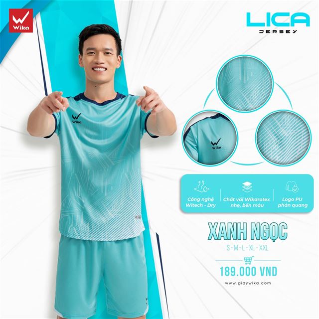 Áo bóng đá Wika Lica - Màu Xanh Ngọc