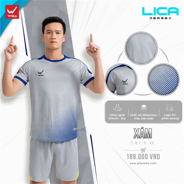 Áo bóng đá Wika Lica - Màu Xám