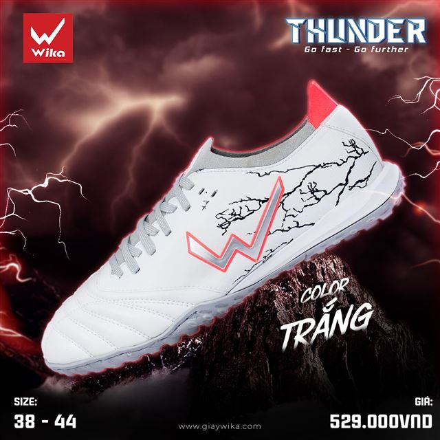 Giày bóng đá Wika Thunder - Màu Trắng