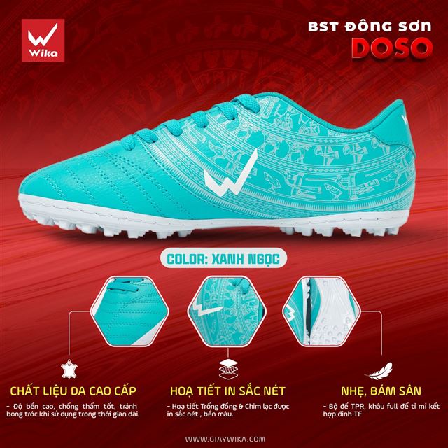 Giày bóng đá Wika DOSO - Màu Xanh ngọc