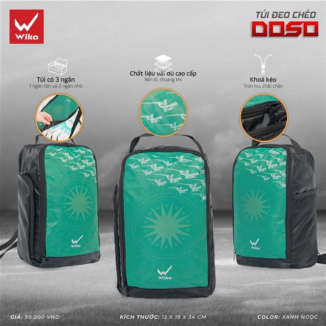 Túi chéo Wika DOSO - Màu Xanh Ngọc