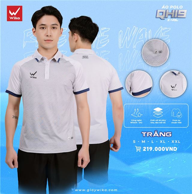 Áo Polo Wika Quang Hải QH19 Z-Vol Màu Trắng