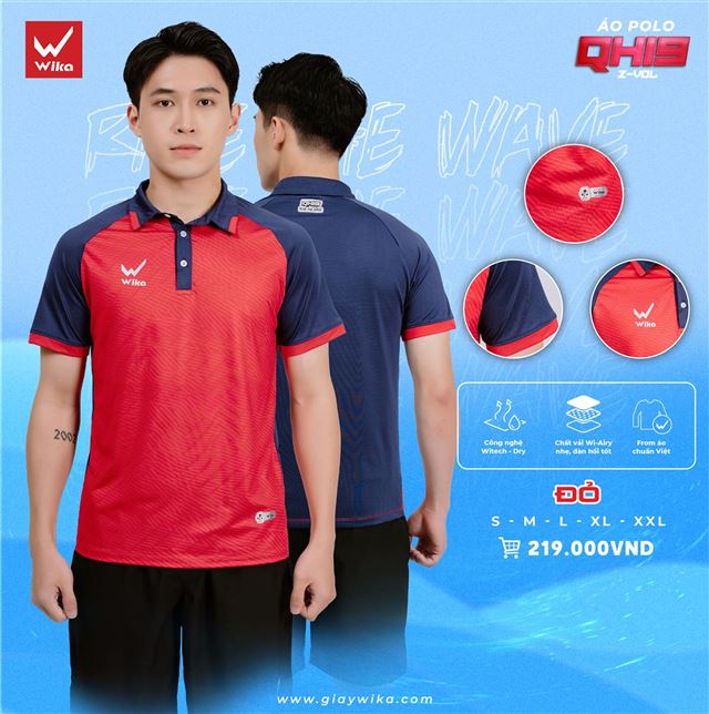 Áo Polo Wika Quang Hải QH19 Z-Vol Màu Đỏ
