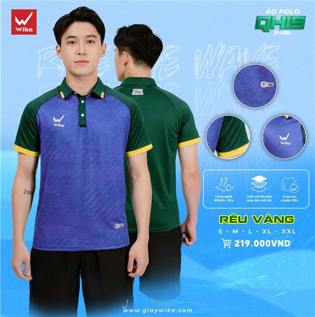Áo Polo Wika Quang Hải QH19 Z-Vol Màu Rêu Vàng