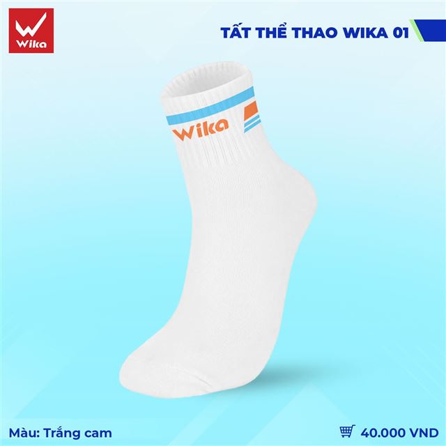 Tất thể thao Wika 01 - Màu Trắng Cam
