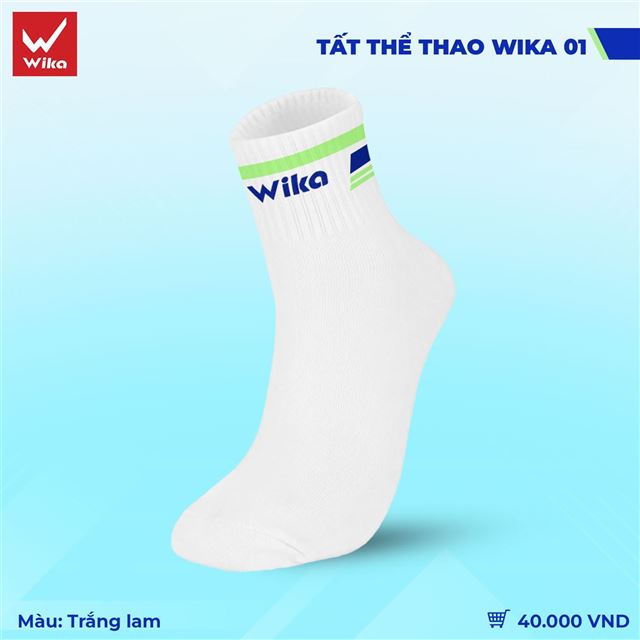 Tất thể thao Wika 01 - Màu Trắng Lam