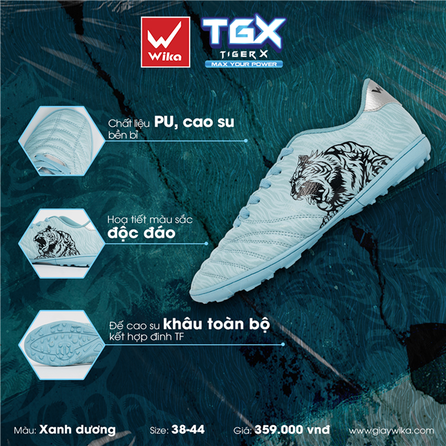 Giày bóng đá Wika TGX - Màu Xanh Dương