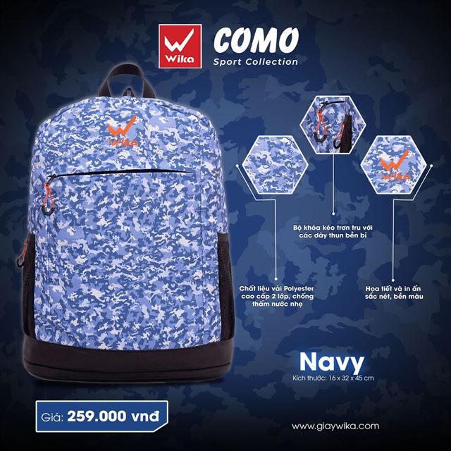 Balo Thể thao Wika COMO - Màu Navy