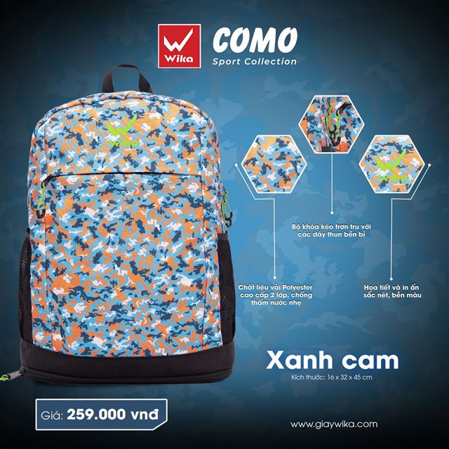 Balo Thể thao Wika COMO - Màu Xanh Cam