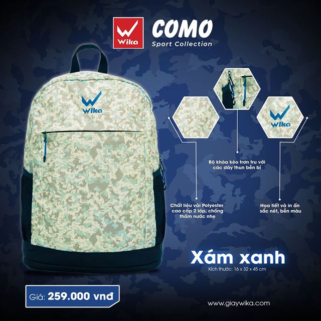 Balo Thể thao Wika COMO - Màu Xám Xanh