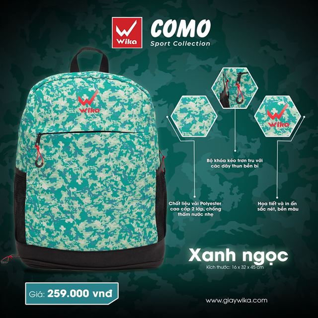 Balo Thể thao Wika COMO - Màu Xanh Ngọc