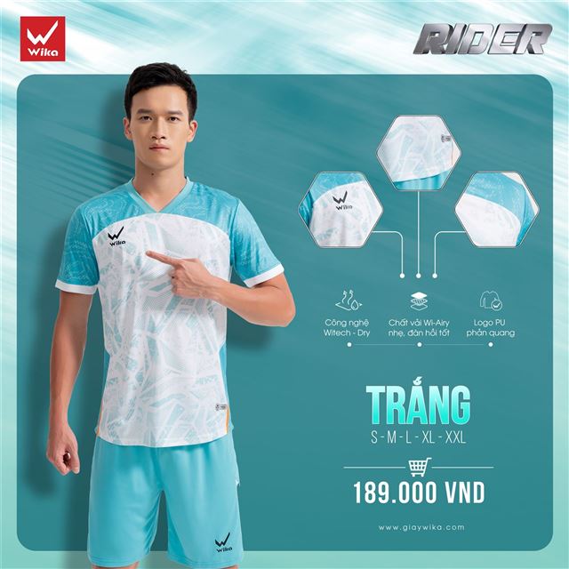 Áo bóng đá Wika Rider - Màu Trắng