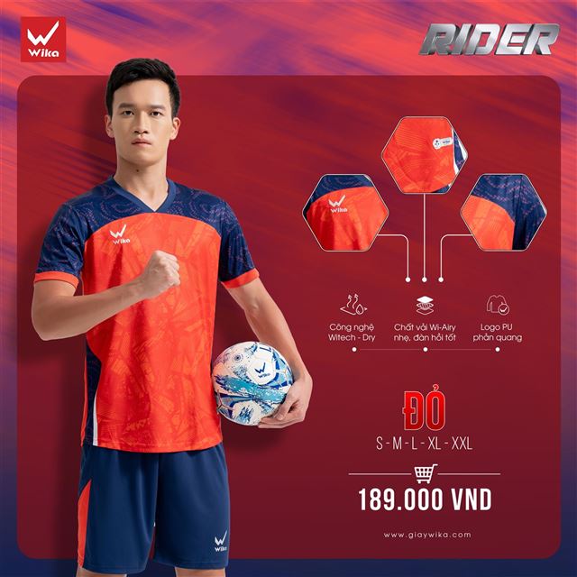 Áo bóng đá Wika Rider - Màu Đỏ