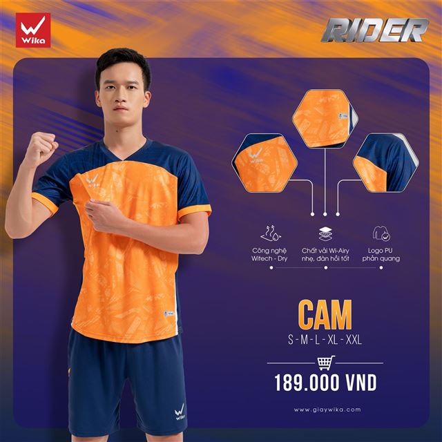 Áo bóng đá Wika Rider - Màu Cam