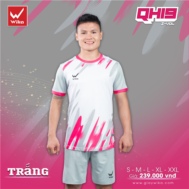 Áo bóng đá Wika Quang Hải QH19 Z-Vol màu Trắng