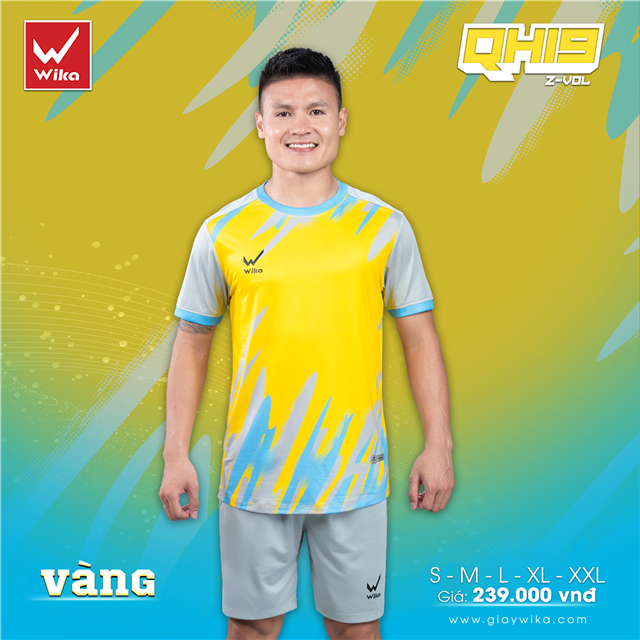 Áo bóng đá Wika Quang Hải QH19 Z-Vol màu Vàng