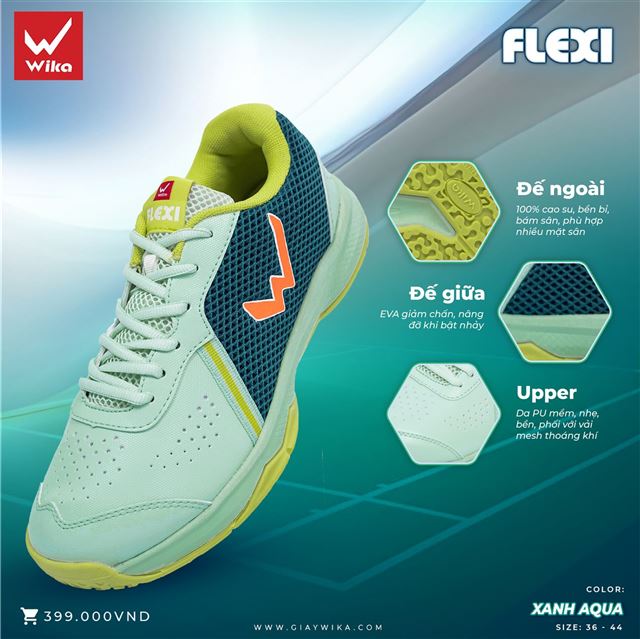 Giày Wika Flexi - Màu Xanh Aqua