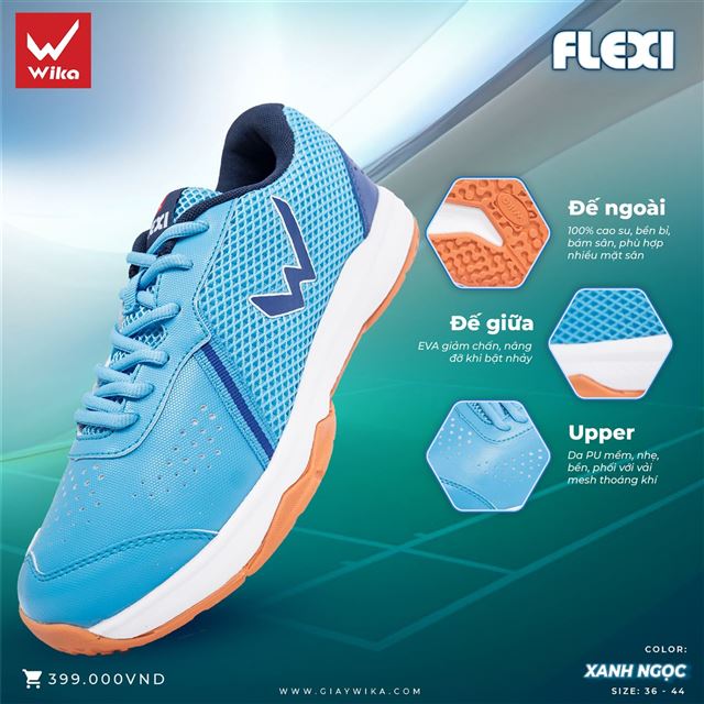 Giày Wika Flexi - Màu Xanh Ngọc