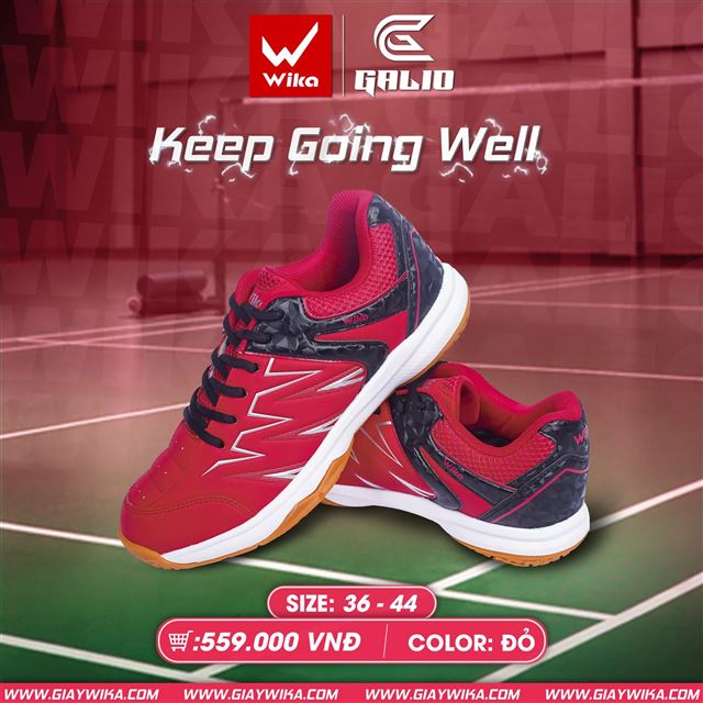 Giày thể thao Wika Galio - Màu Đỏ