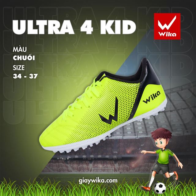 Giày bóng đá Wika Ultra 4 Kid - Màu Xanh Chuối