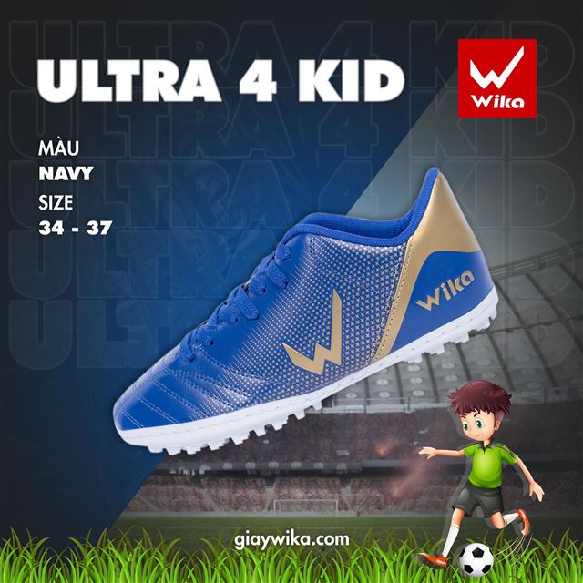 Giày đá bóng Wika Ultra 4 Kid - Màu Xanh Navy