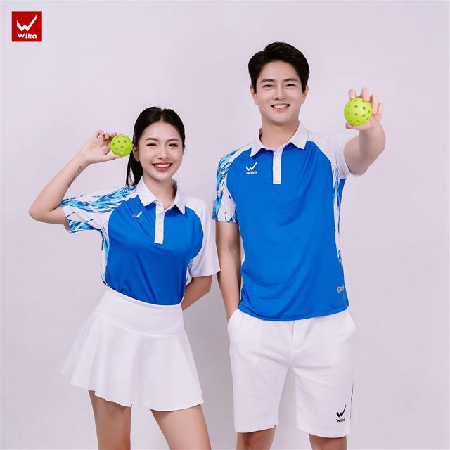 Áo Polo Wika Leather Màu Xanh Dương