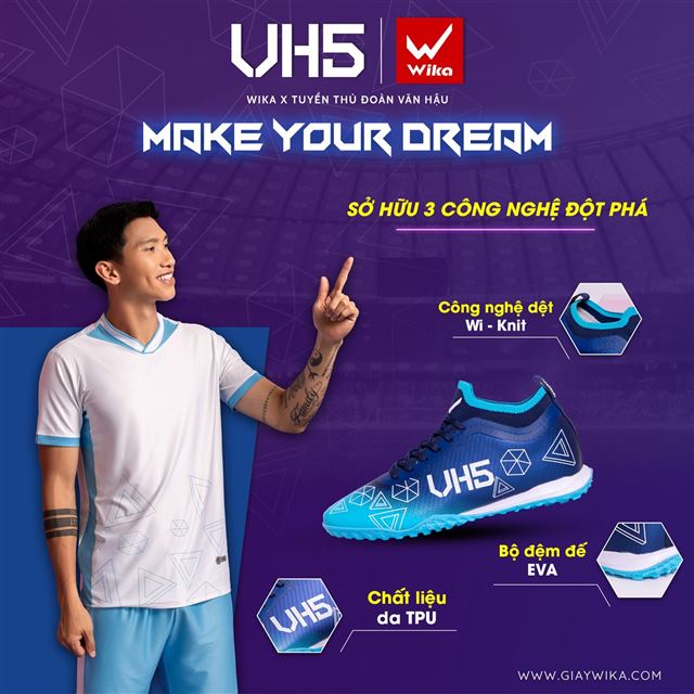 Giày bóng đá Wika Văn Hậu - Wika VH5 Màu Navy