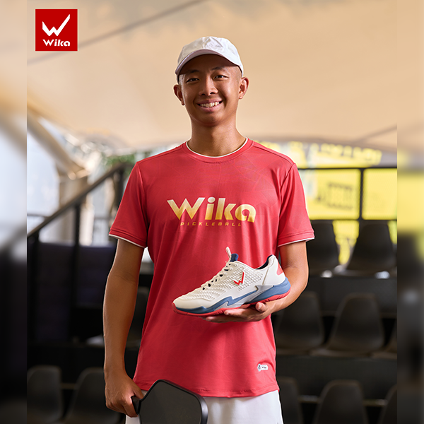 Giày Pickleball Quang Dương Wika Astro Pro Series Màu Trắng Đỏ