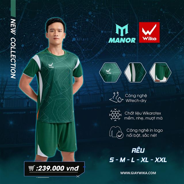 Áo bóng đá Wika Manor - Màu Rêu