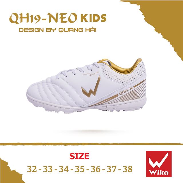 Giày bóng đá Wika QH19 Neo KID Trắng Đồng