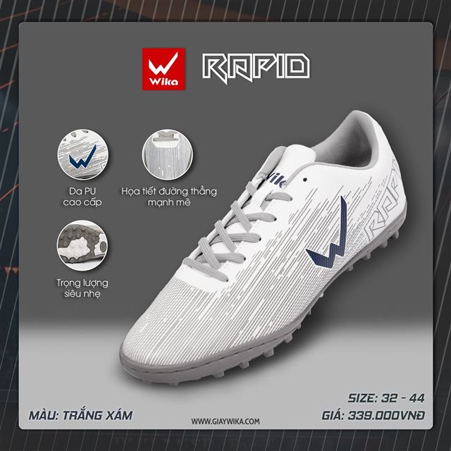 Giày Wika Rapid - Màu Trắng Xám