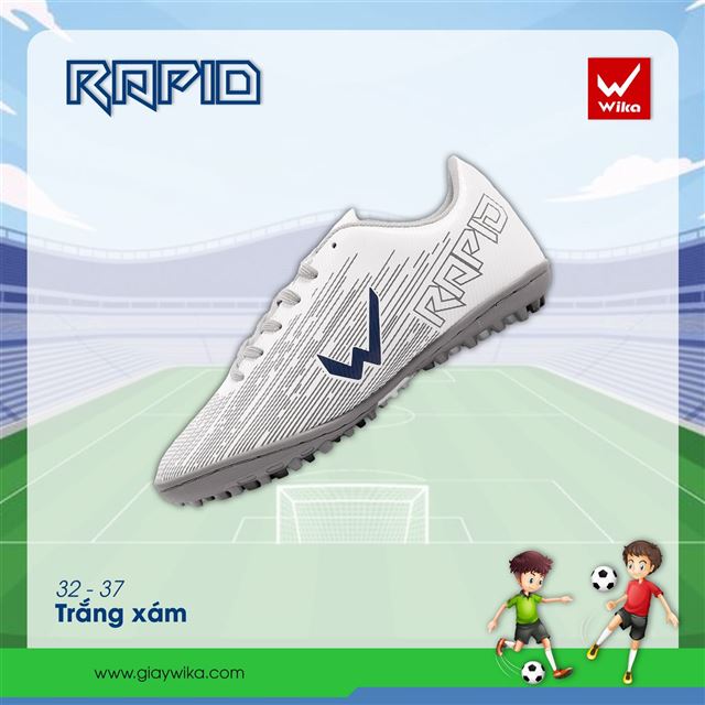Giày Wika Rapid KID - Màu Trắng Xám