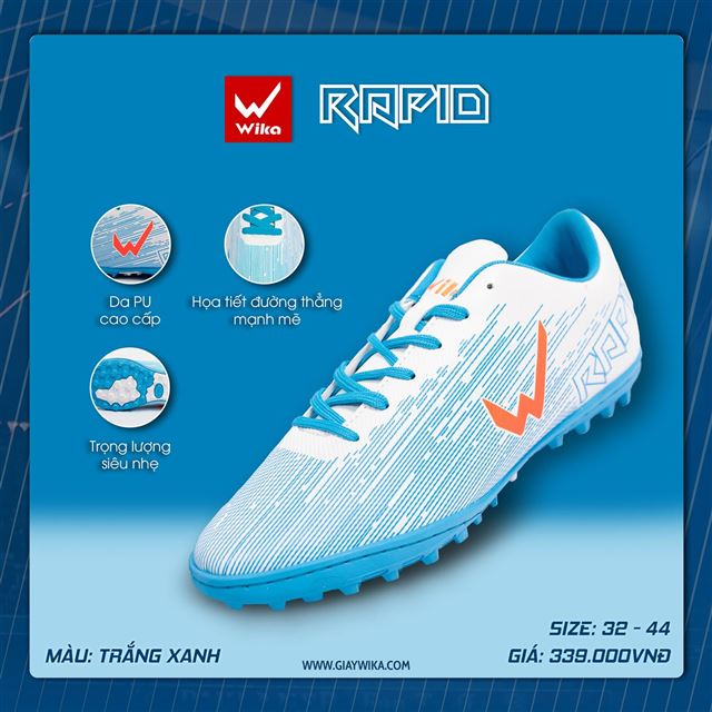 Giày Wika Rapid - Màu Trắng Xanh