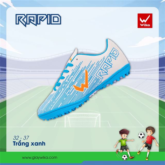 Giày Wika Rapid KID - Màu Trắng Xanh