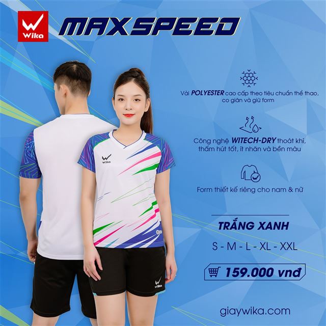 Bộ thể thao Wika MaxSpeed - Màu Trắng Xanh