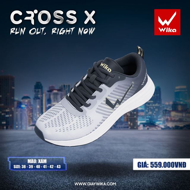 Giày thể thao Wika Cross X - Màu Xám