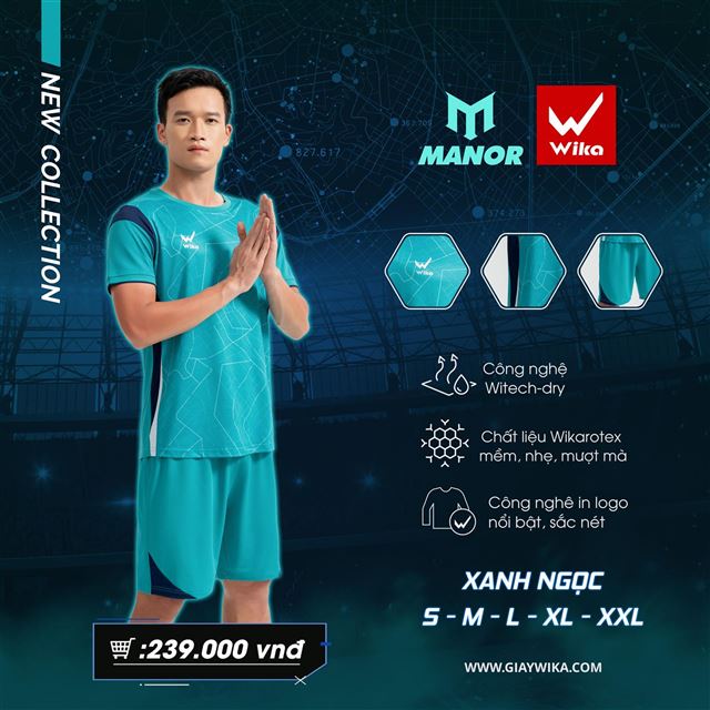 Áo bóng đá Wika Manor - Màu Xanh ngọc