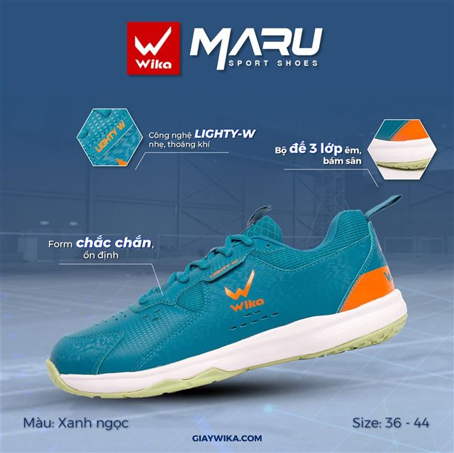 Giày Wika Maru - Màu Xanh Ngọc Cam