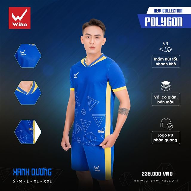 Áo bóng đá Wika Polygon - Màu Xanh Dương