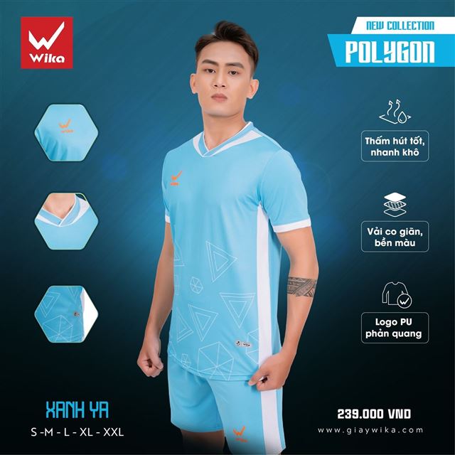 Áo bóng đá Wika Polygon - Màu Xanh Ngọc