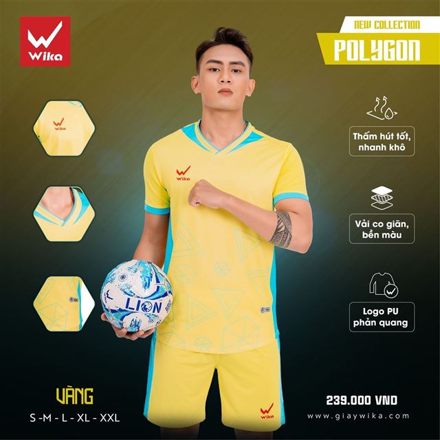 Áo bóng đá Wika Polygon - Màu Vàng