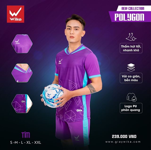 Áo bóng đá Wika Polygon - Màu tím