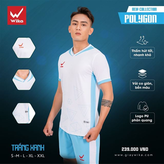 Áo bóng đá Wika Polygon - Màu Trắng