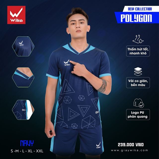 Áo bóng đá Wika Polygon - Màu Navy